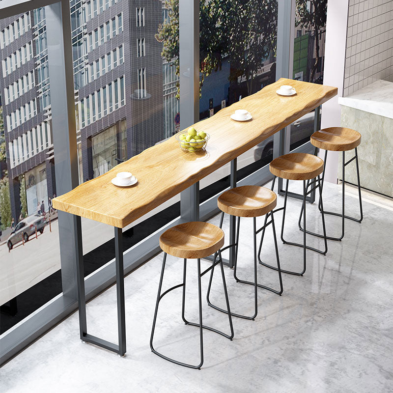 Solid Wood Dining Stools Contemporary Armless Bar Stools with Footrest