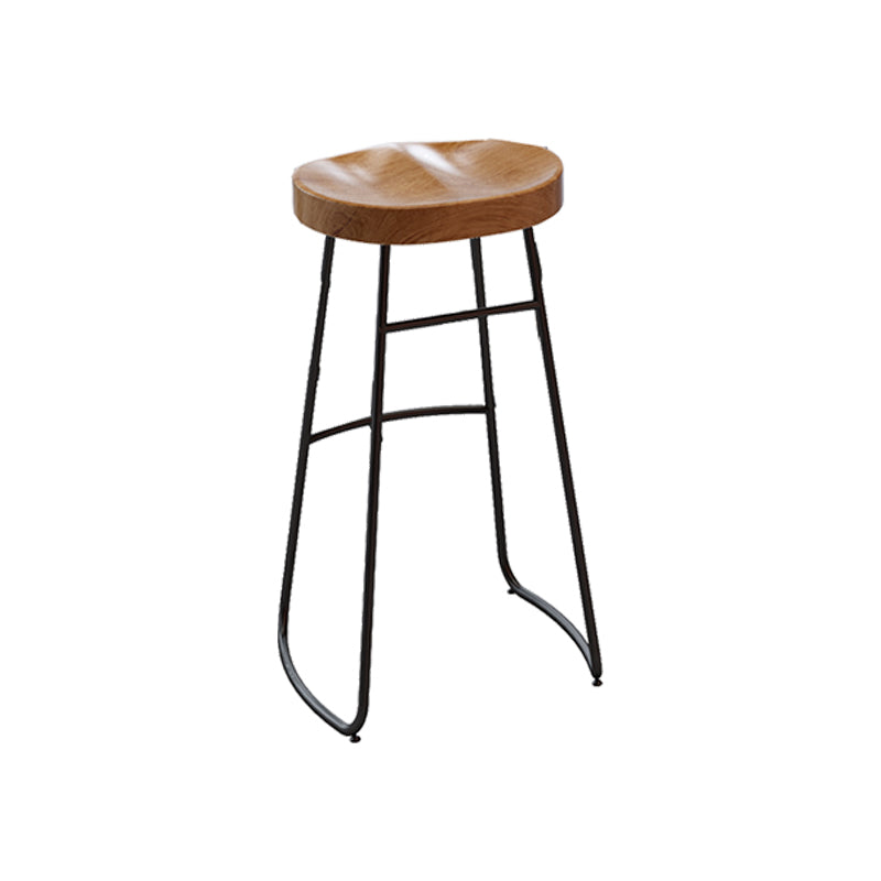 Solid Wood Dining Stools Contemporary Armless Bar Stools with Footrest