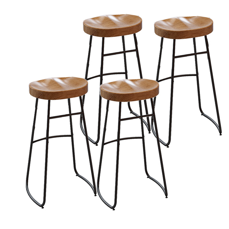 Solid Wood Dining Stools Contemporary Armless Bar Stools with Footrest