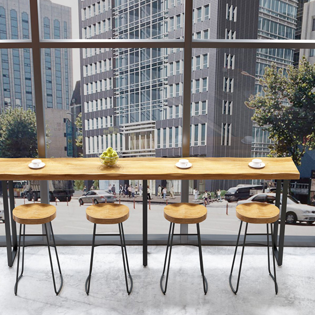 Solid Wood Dining Stools Contemporary Armless Bar Stools with Footrest