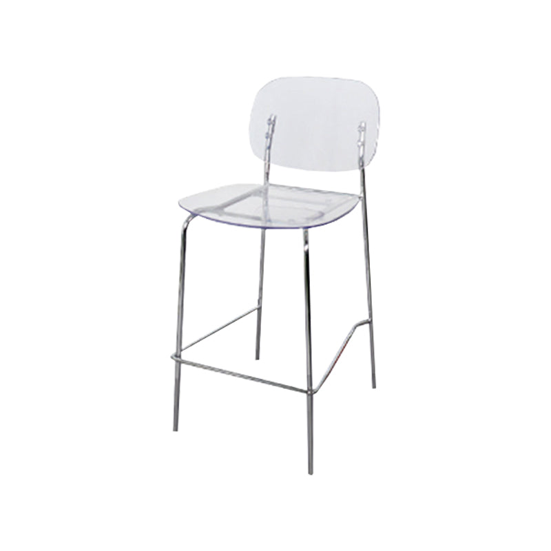 Scandinavian Metal Bar Stool Acrylic Patio Bar Stool with Chrome Base