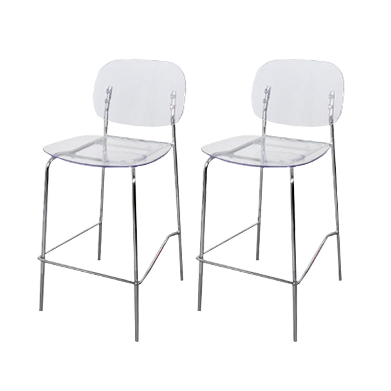 Scandinavian Metal Bar Stool Acrylic Patio Bar Stool with Chrome Base