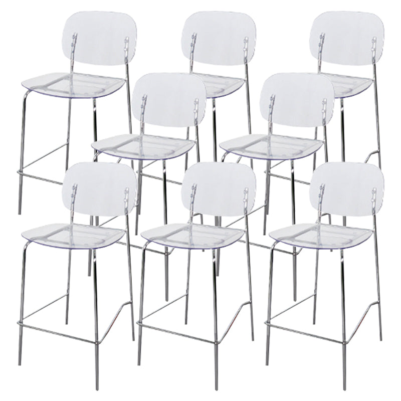 Scandinavian Metal Bar Stool Acrylic Patio Bar Stool with Chrome Base