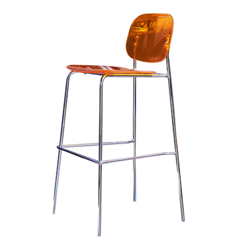 Scandinavian Metal Bar Stool Acrylic Patio Bar Stool with Chrome Base