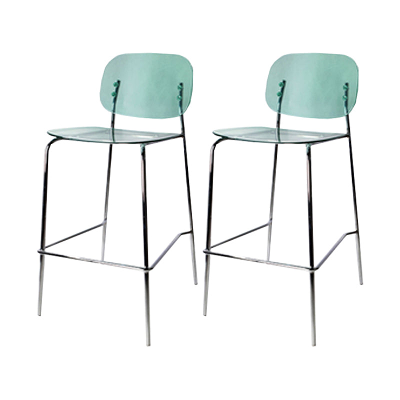 Scandinavian Metal Bar Stool Acrylic Patio Bar Stool with Chrome Base