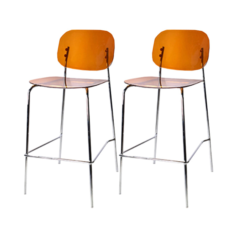 Scandinavian Metal Bar Stool Acrylic Patio Bar Stool with Chrome Base