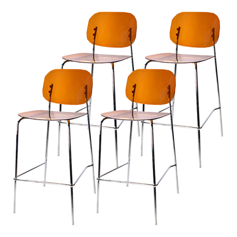 Scandinavian Metal Bar Stool Acrylic Patio Bar Stool with Chrome Base