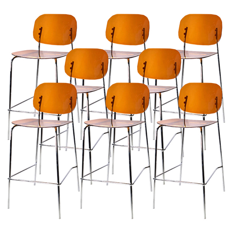 Scandinavian Metal Bar Stool Acrylic Patio Bar Stool with Chrome Base