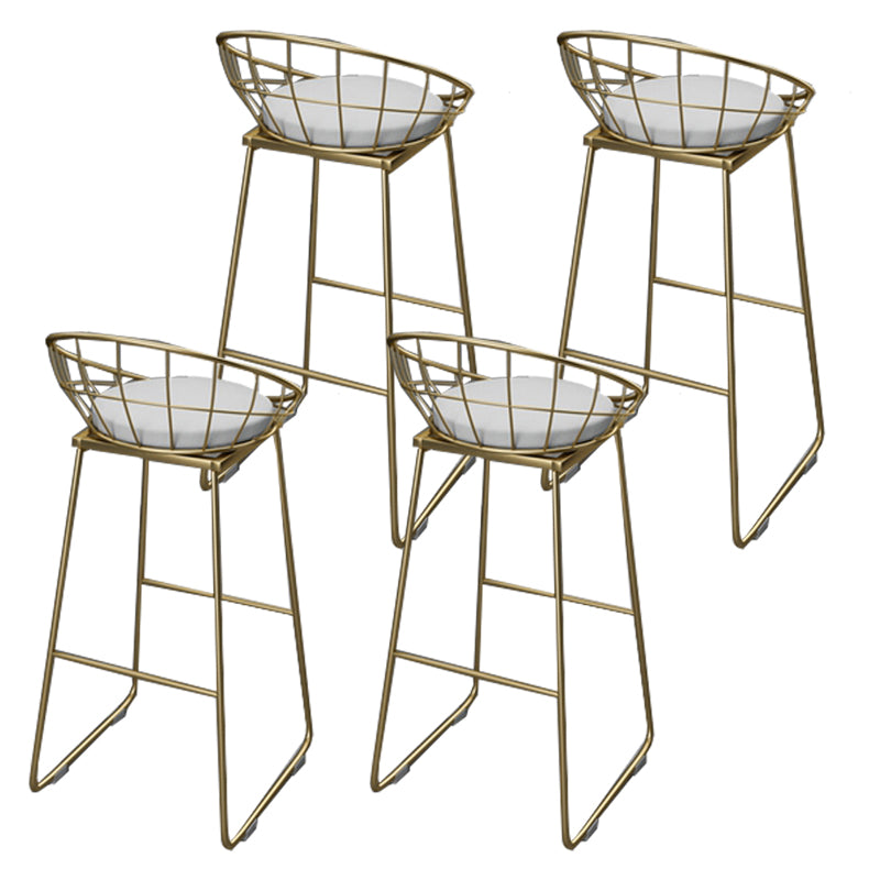 Armless Dining Stools Glam Upholstered Bar Stools with Metal Base