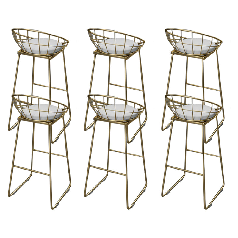 Armless Dining Stools Glam Upholstered Bar Stools with Metal Base