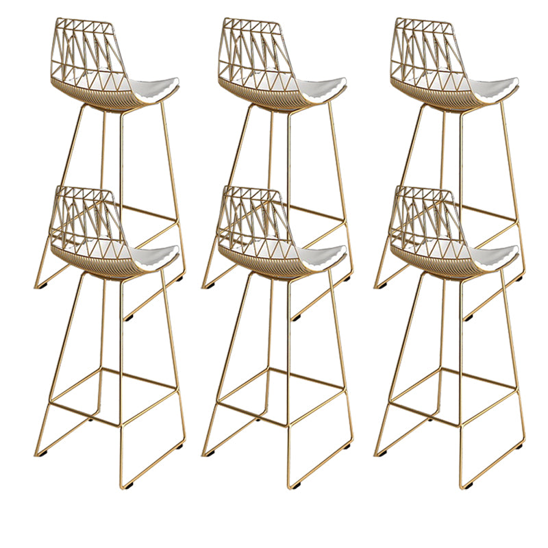 Armless Dining Stools Glam Upholstered Bar Stools with Metal Base