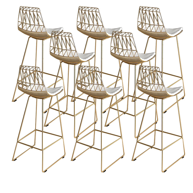 Armless Dining Stools Glam Upholstered Bar Stools with Metal Base