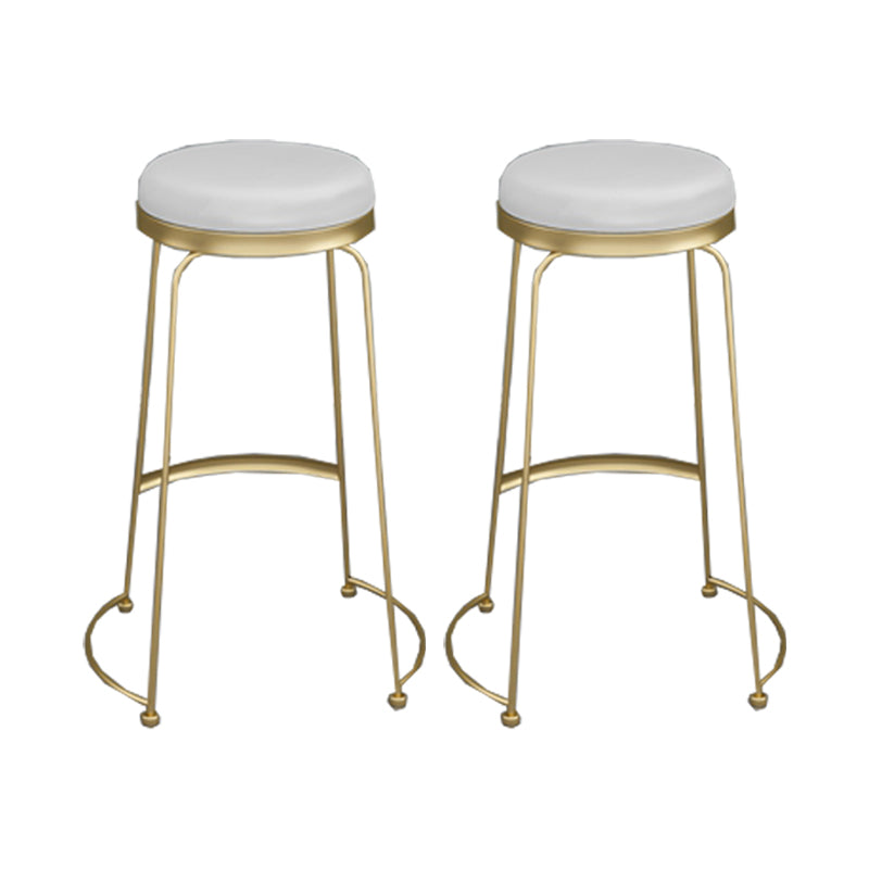 Armless Dining Stools Glam Upholstered Bar Stools with Metal Base