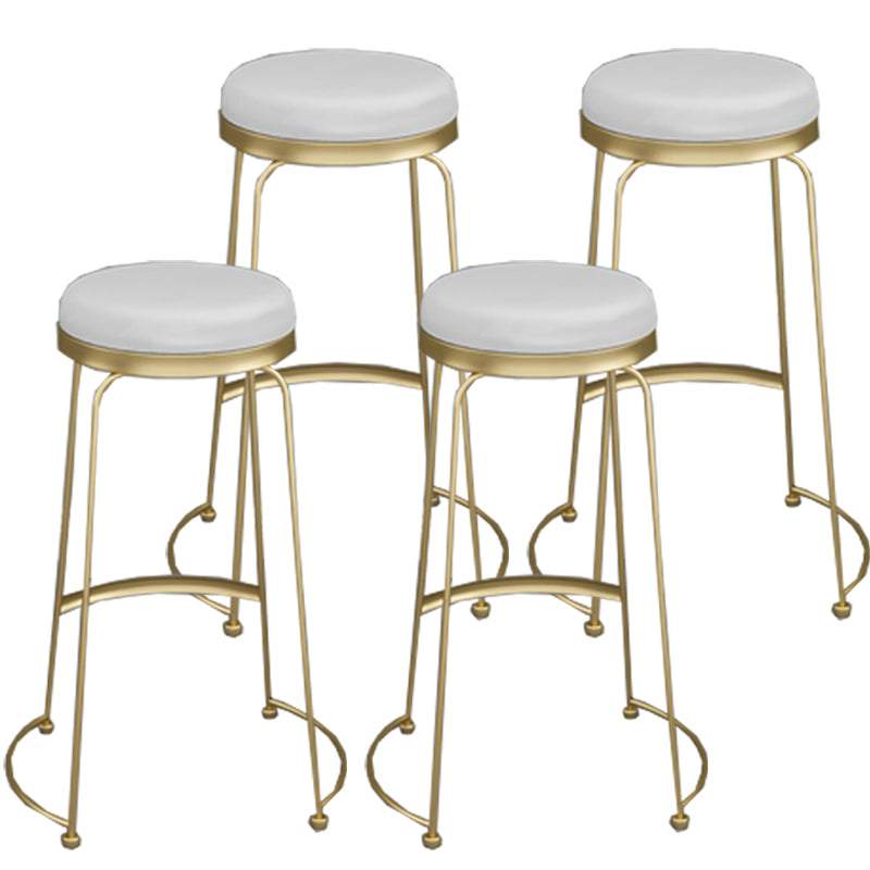 Armless Dining Stools Glam Upholstered Bar Stools with Metal Base