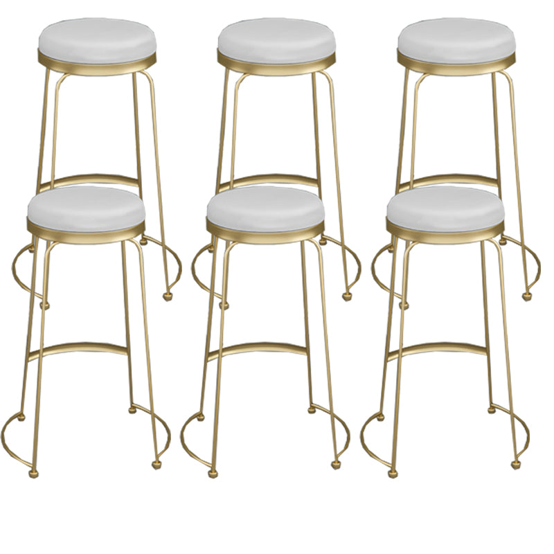 Armless Dining Stools Glam Upholstered Bar Stools with Metal Base