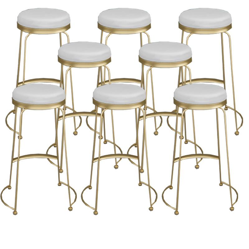 Armless Dining Stools Glam Upholstered Bar Stools with Metal Base