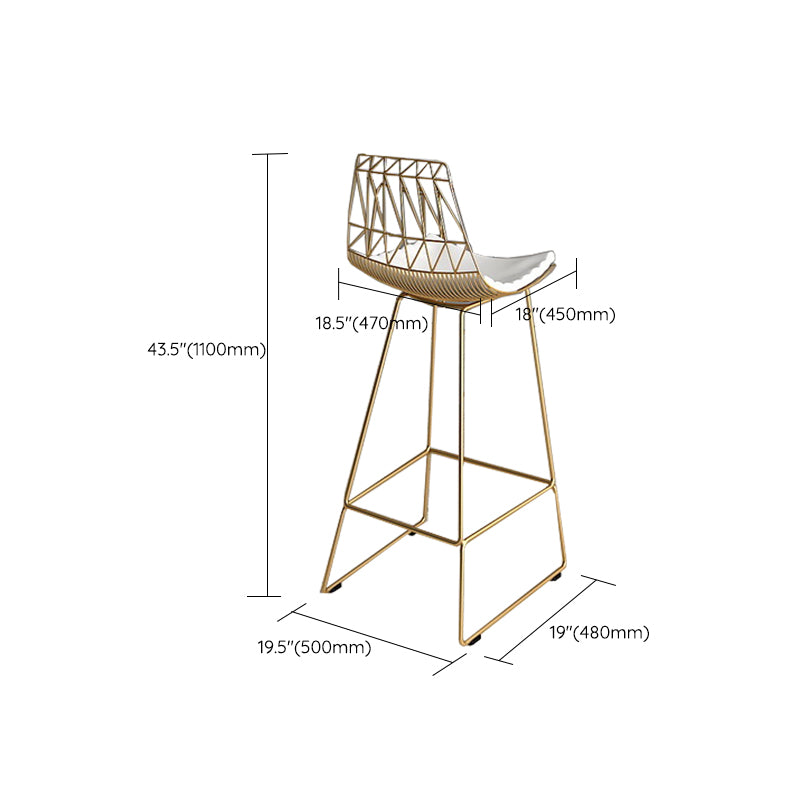 Armless Dining Stools Glam Upholstered Bar Stools with Metal Base