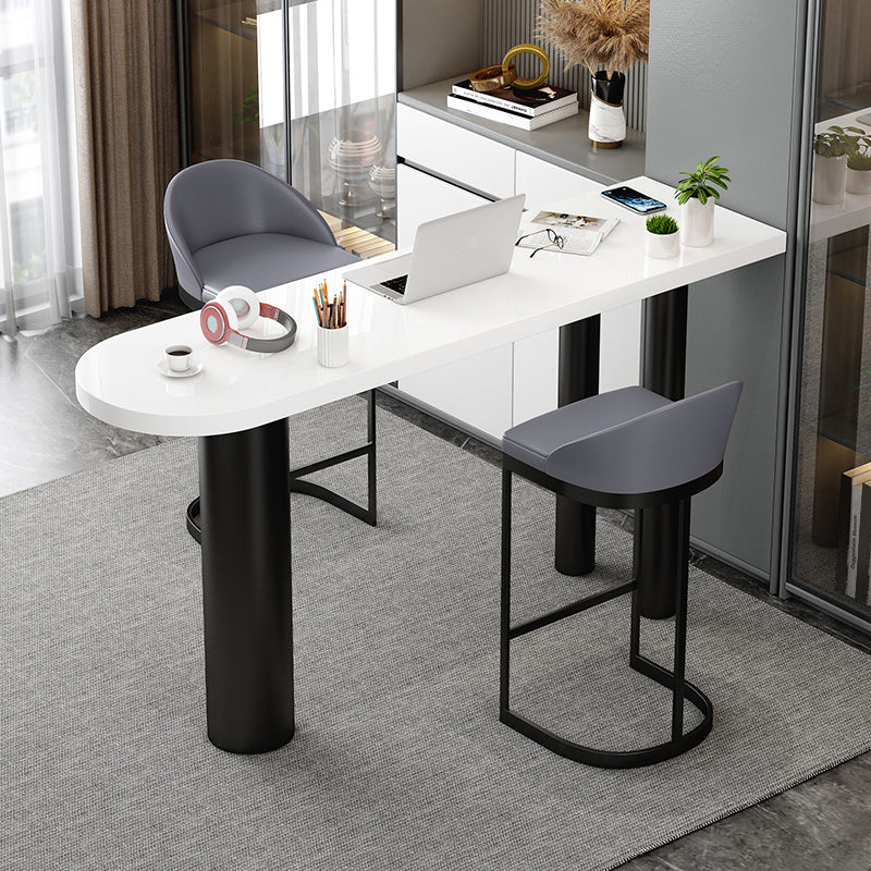 Faux Leather Dining Stool Low Back Bucket Bar Stool with Metal Base