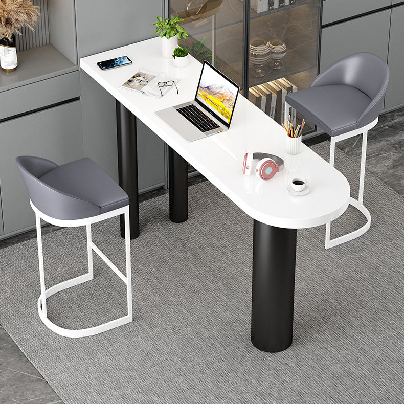 Faux Leather Dining Stool Low Back Bucket Bar Stool with Metal Base