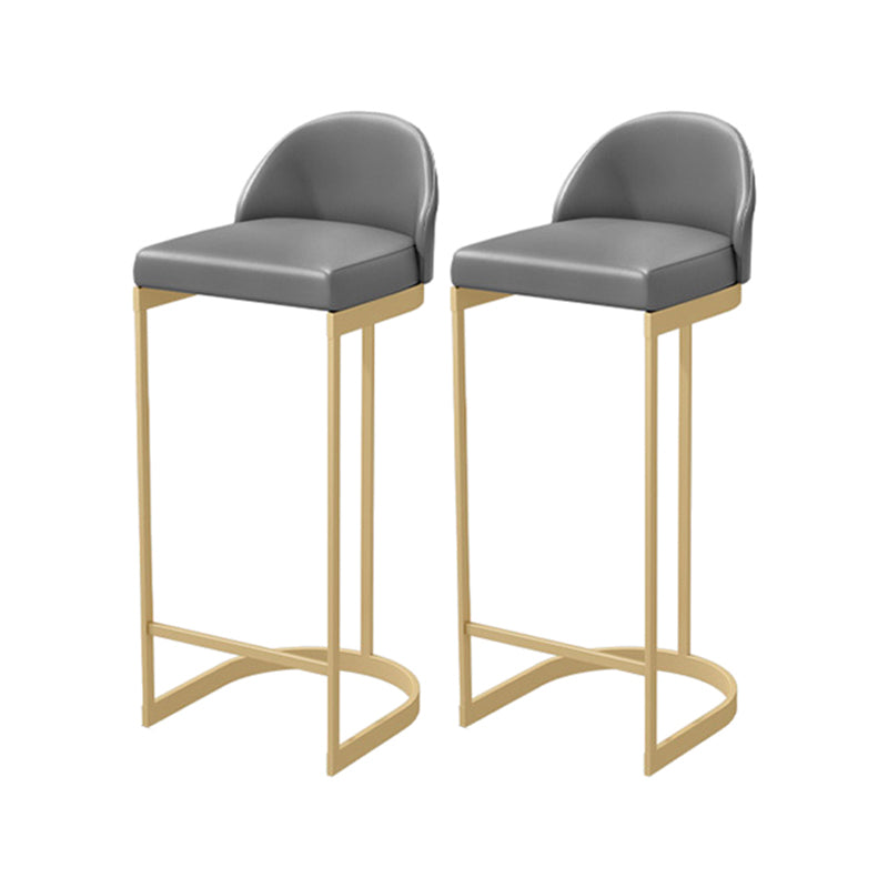 Faux Leather Dining Stool Bucket Bar Stool with Gold Metal Base