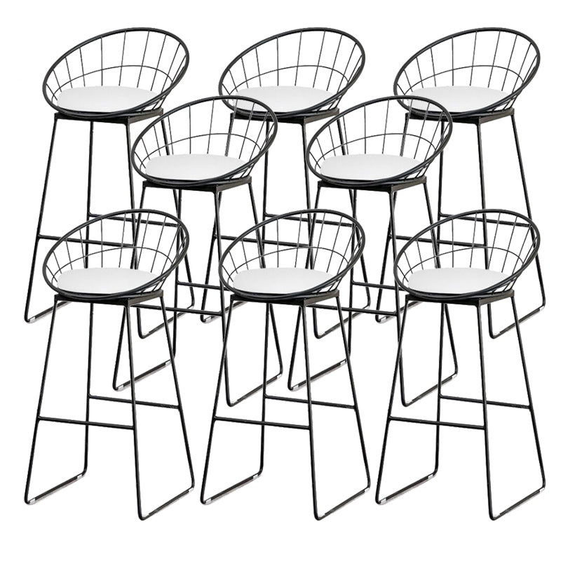 Low Back Dining Stools Round Armless Bar Stools with Footrest