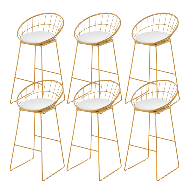 Low Back Dining Stools Round Armless Bar Stools with Footrest