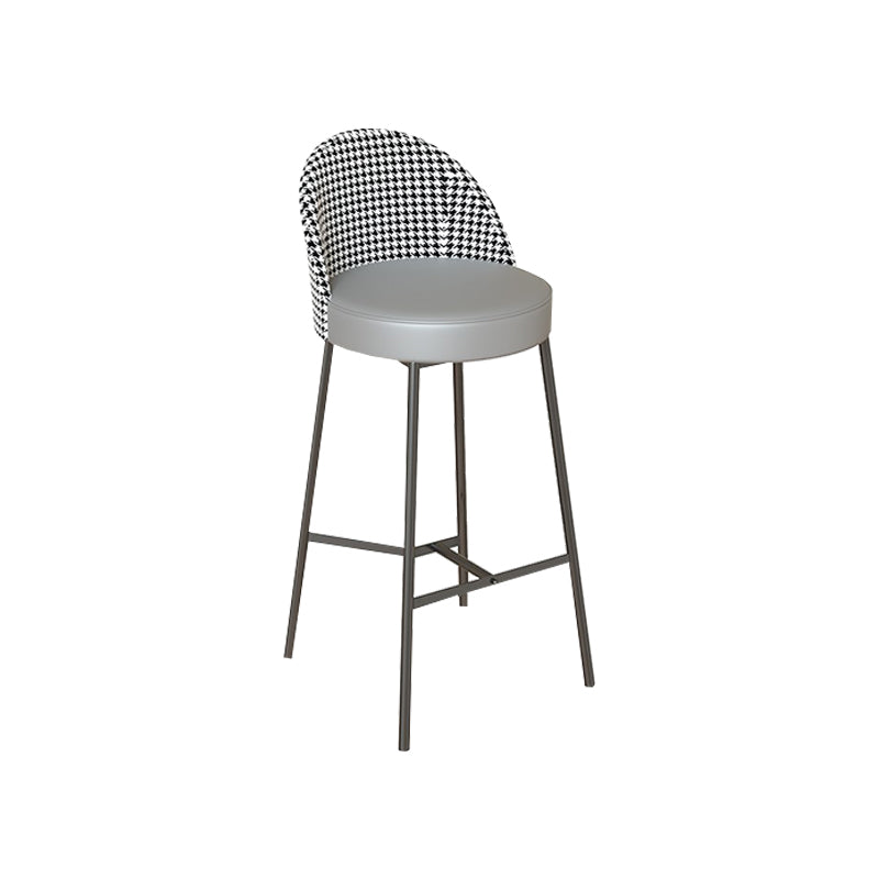 Industrial Metal Bar Stool Faux Leather Bar Stool with Black Legs