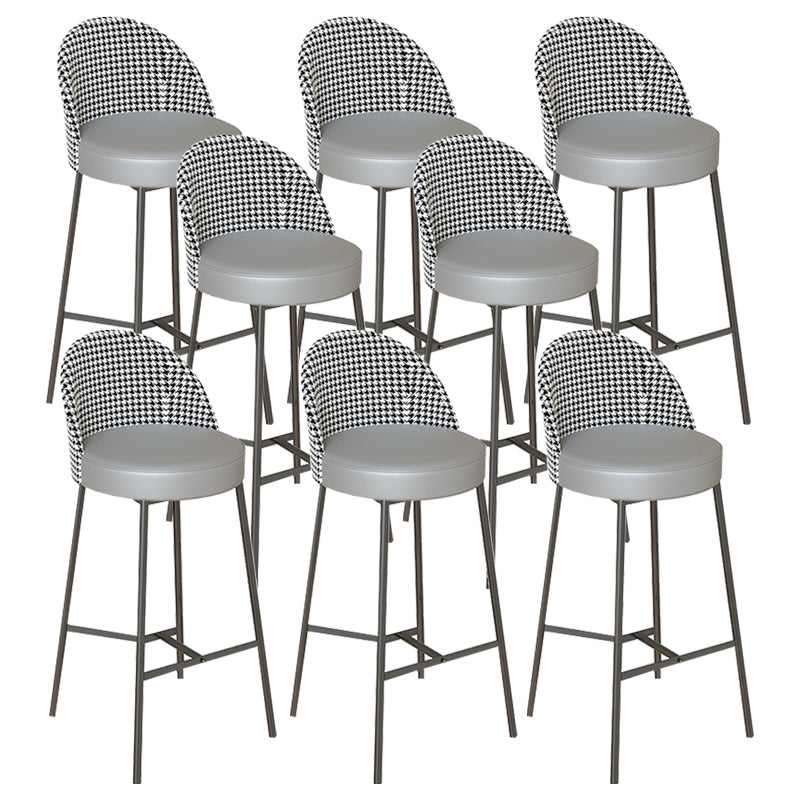 Industrial Metal Bar Stool Faux Leather Bar Stool with Black Legs
