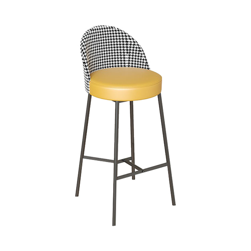 Industrial Metal Bar Stool Faux Leather Bar Stool with Black Legs
