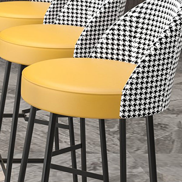 Industrial Metal Bar Stool Faux Leather Bar Stool with Black Legs