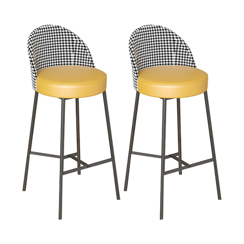 Industrial Metal Bar Stool Faux Leather Bar Stool with Black Legs