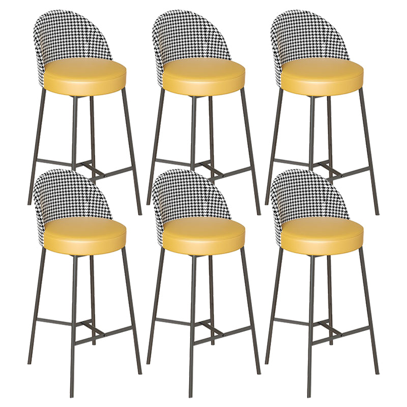 Industrial Metal Bar Stool Faux Leather Bar Stool with Black Legs