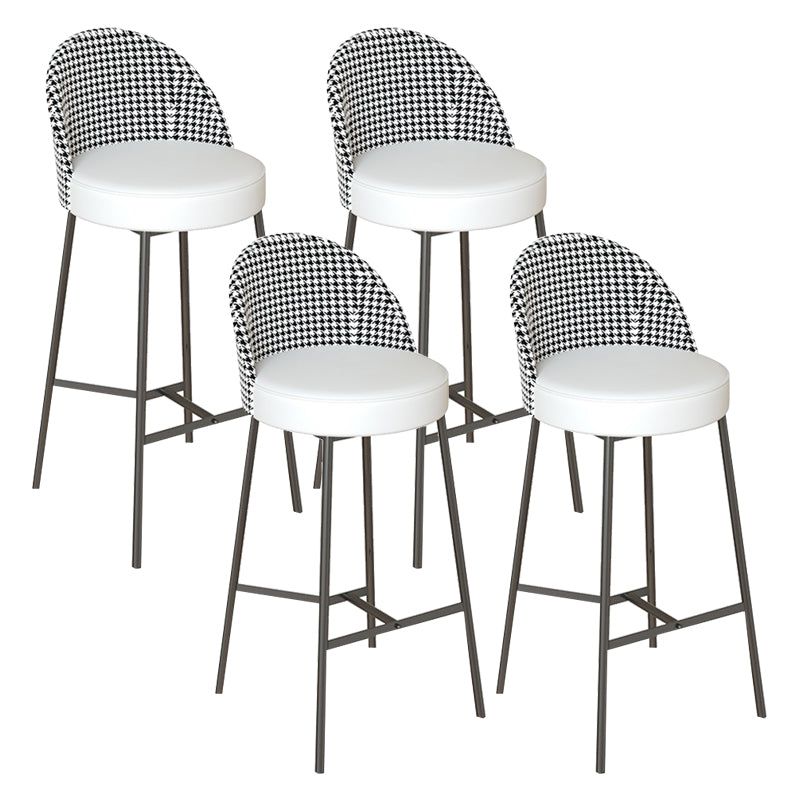 Industrial Metal Bar Stool Faux Leather Bar Stool with Black Legs