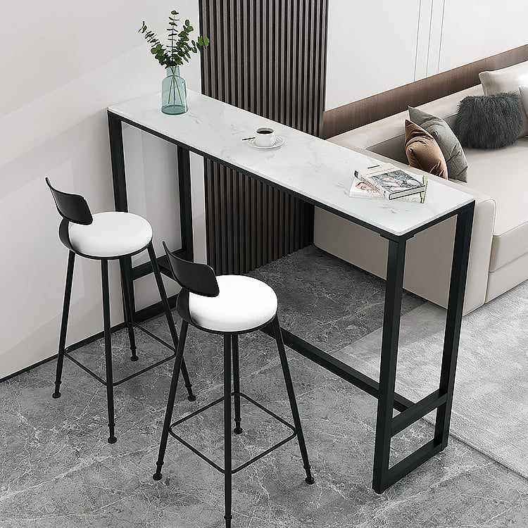 Modern Low Back Dining Stools Round Armless Bar Stools with Footrest