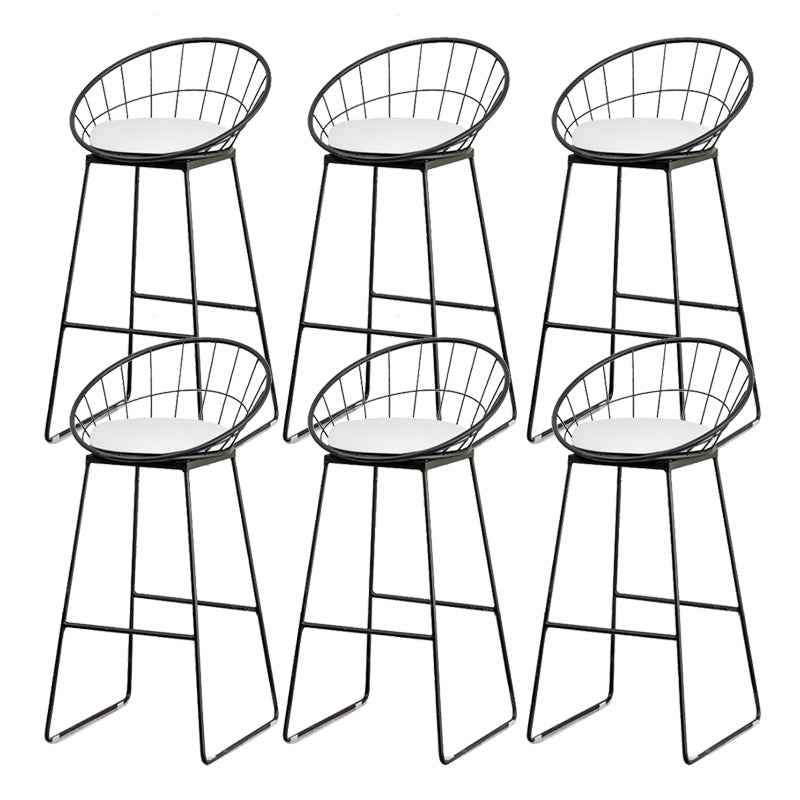 Modern Low Back Dining Stools Round Armless Bar Stools with Footrest