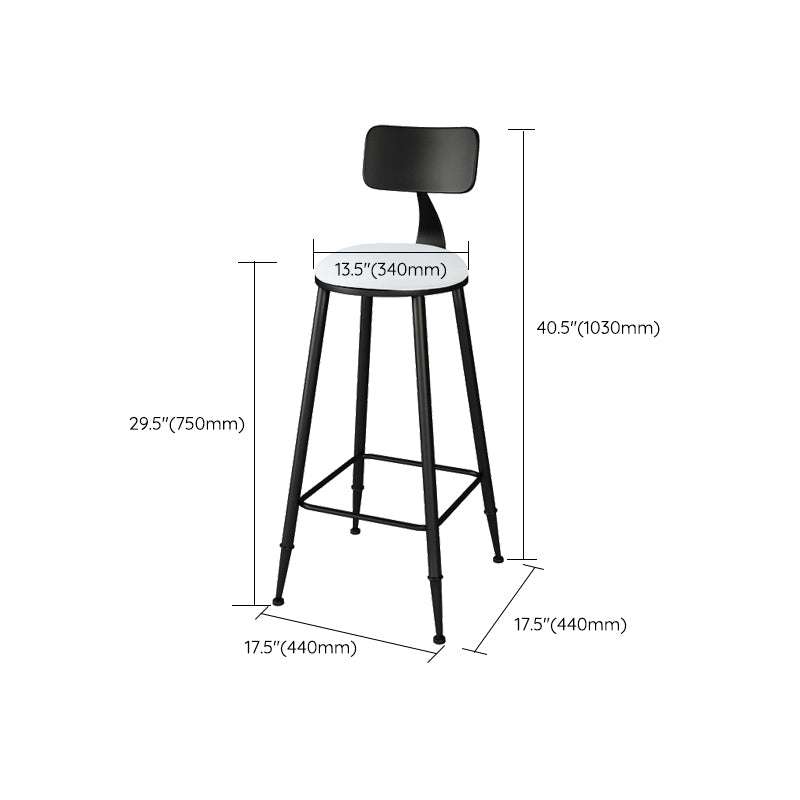 Modern Low Back Dining Stools Round Armless Bar Stools with Footrest
