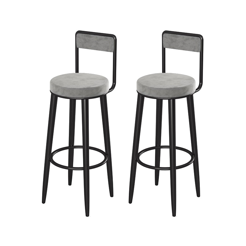 Glam Upholstered Dining Stools Round Armless Bar Stools with Footrest