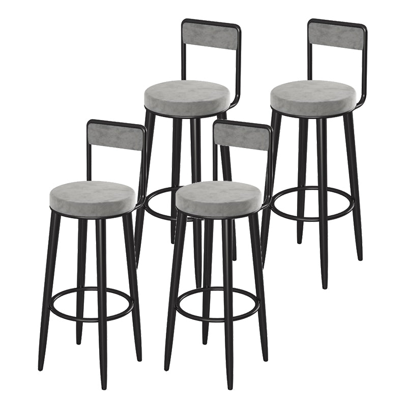 Glam Upholstered Dining Stools Round Armless Bar Stools with Footrest