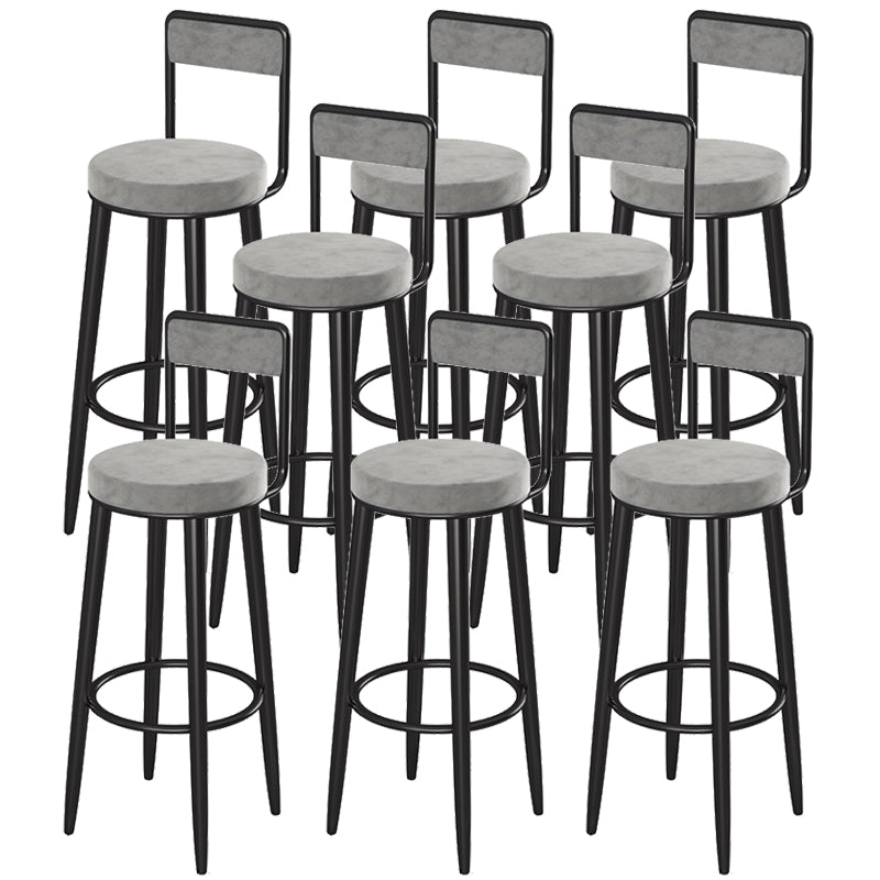 Glam Upholstered Dining Stools Round Armless Bar Stools with Footrest