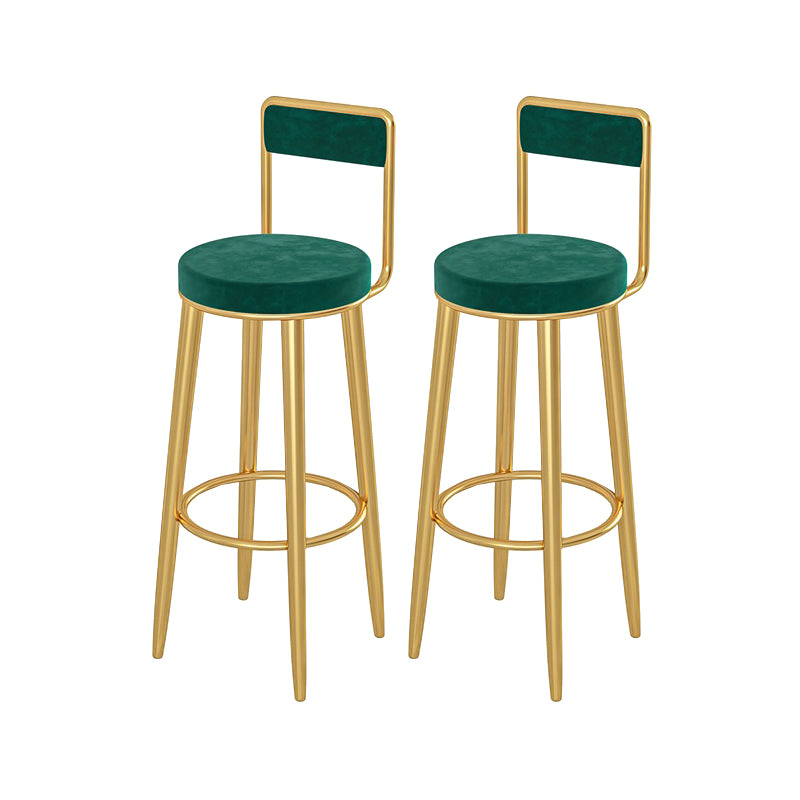 Glam Upholstered Dining Stools Round Armless Bar Stools with Footrest