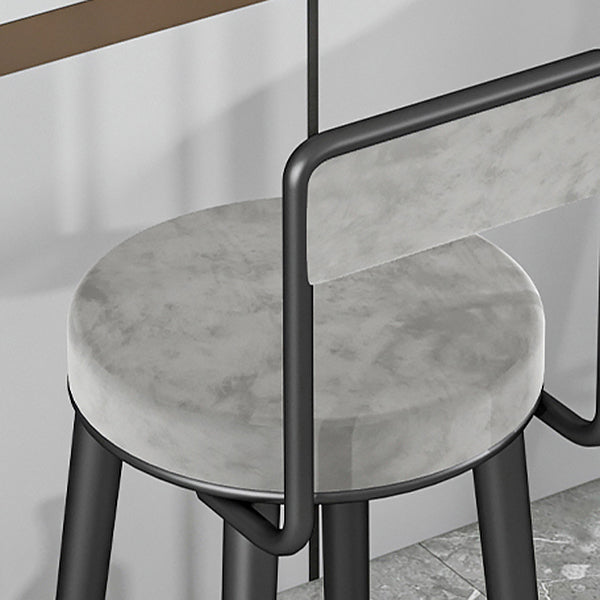 Glam Upholstered Dining Stools Round Armless Bar Stools with Footrest