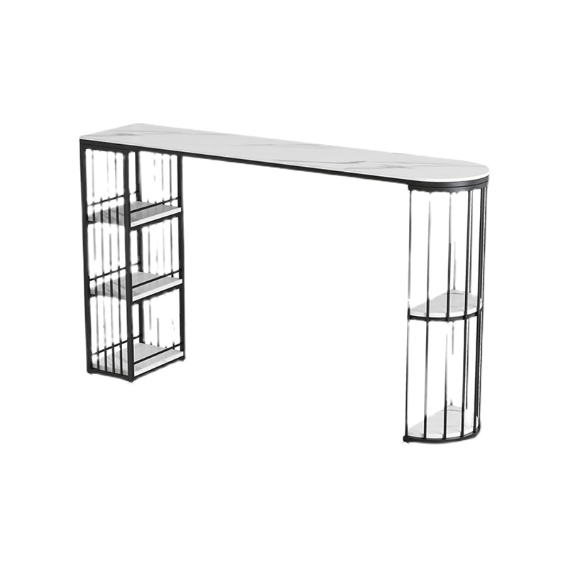 Modern Metal and Stone Bar Table Free Form Bar Table with Storage Base