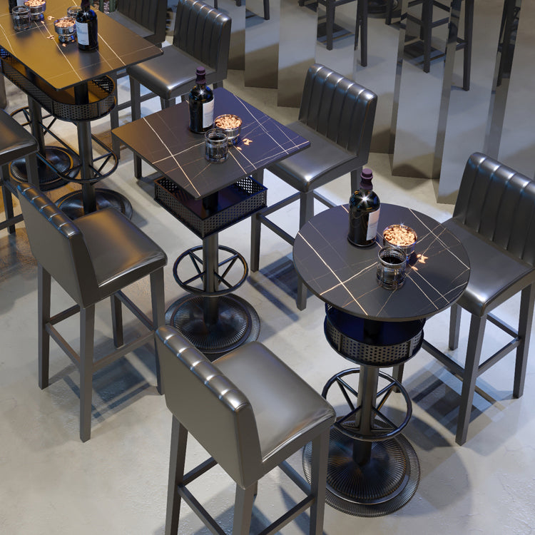 Industrial Style Bar Height Table Cafe Bar Dining Table with Storage