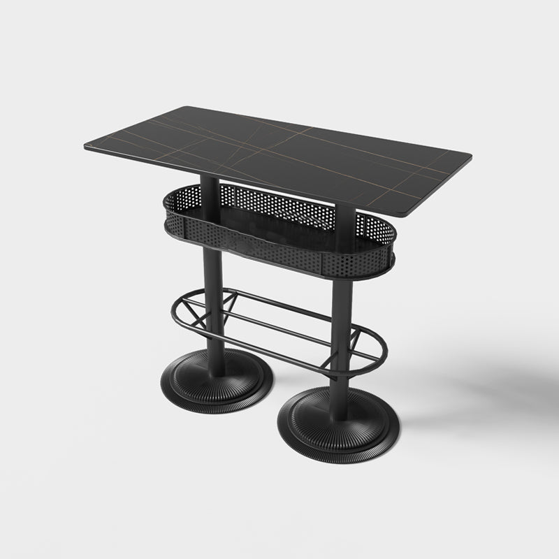 Industrial Style Bar Height Table Cafe Bar Dining Table with Storage