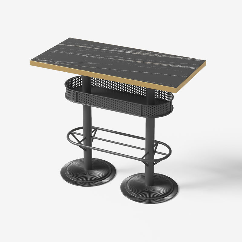 Industrial Style Bar Height Table Cafe Bar Dining Table with Storage