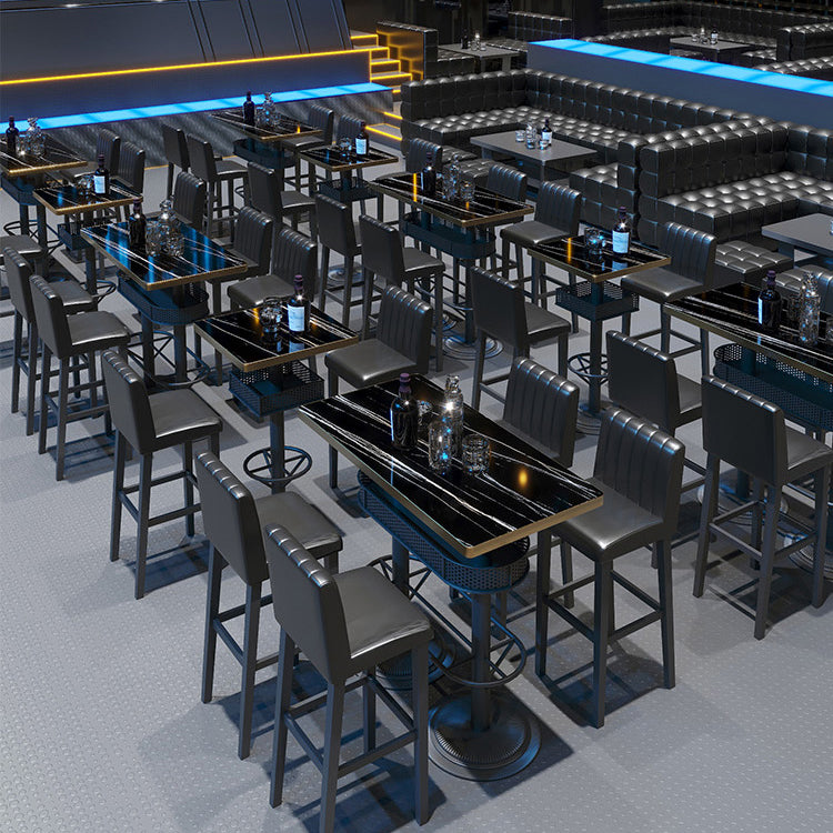 Industrial Style Bar Height Table Cafe Bar Dining Table with Storage