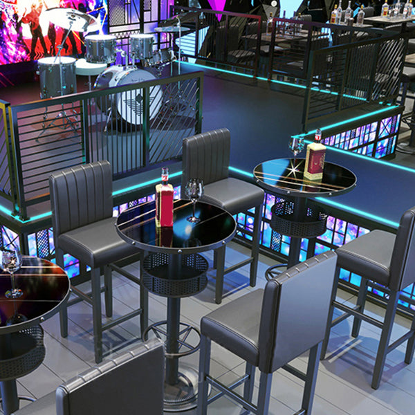 Industrial Style Bar Height Table Cafe Bar Dining Table with Storage