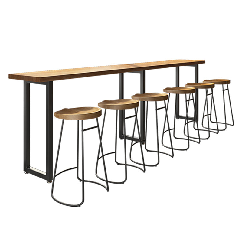 Industrial Style Rectangle Bar Table Solid Wood Fixed Bar Dining Table for Indoor