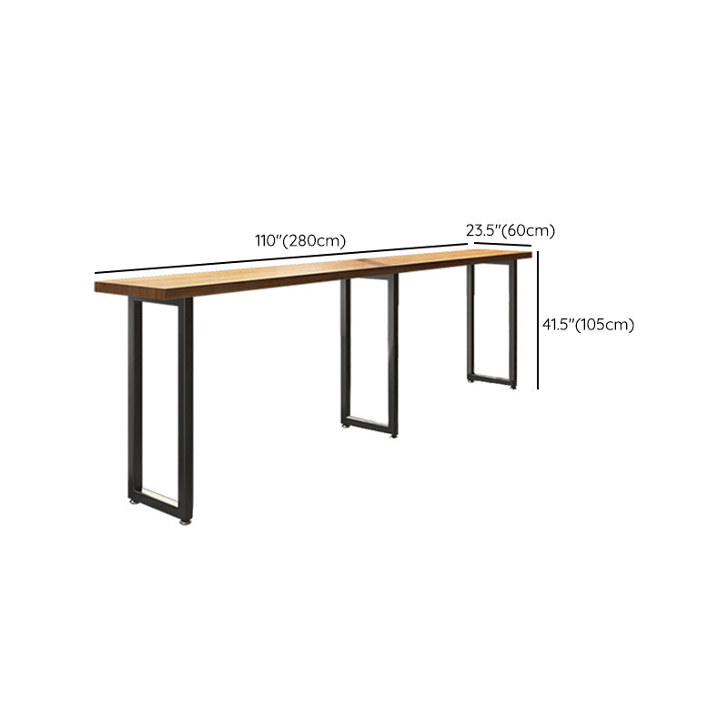 Industrial Style Rectangle Bar Table Solid Wood Fixed Bar Dining Table for Indoor