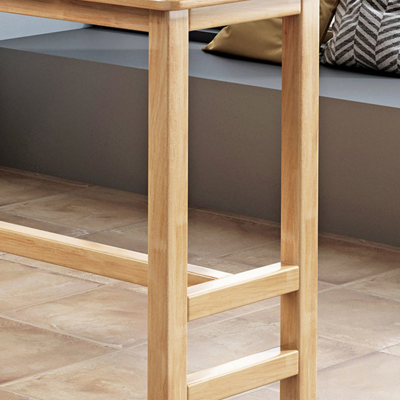 Modern Rectangle Bar Table Solid Wood Fixed Bistro Bar Desk with Footrest